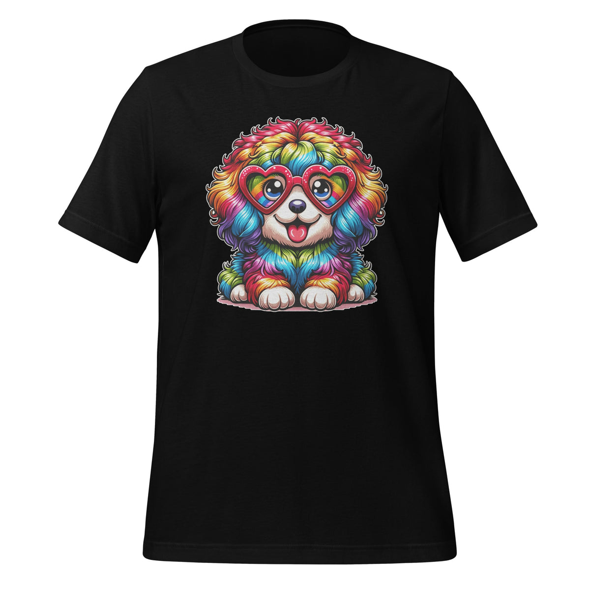 Rainbow Cute Dog Wearing Glasses Heart Puppy Funny Unisex product image 1