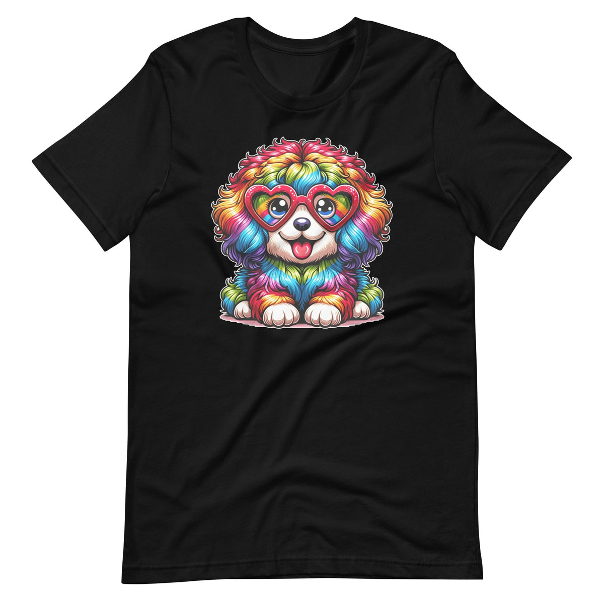 Rainbow Cute Dog Wearing Glasses Heart Puppy Funny Unisex product image 2