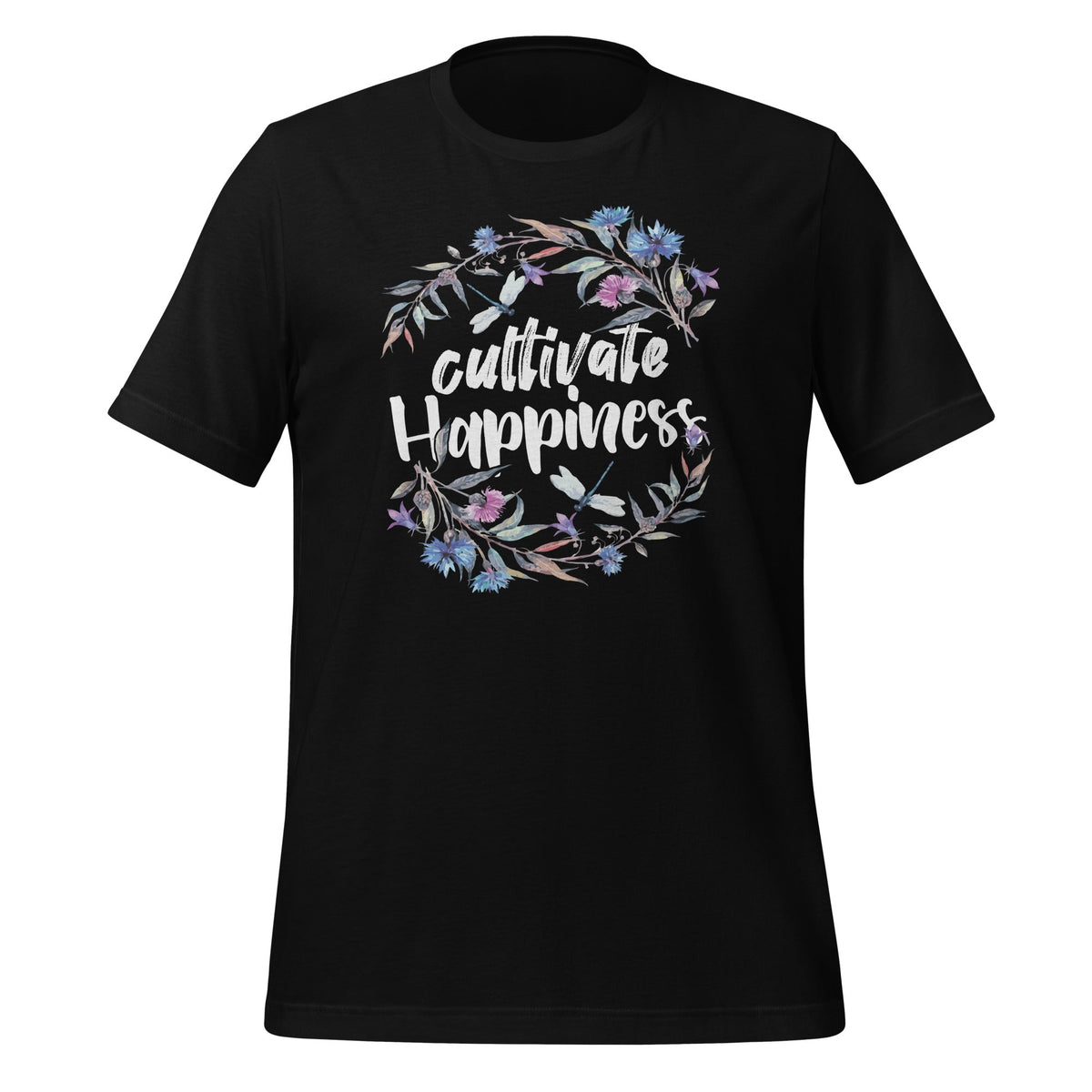 Cultivate Happiness - Watercolor Quote Saying Short-Sleeve product image 1