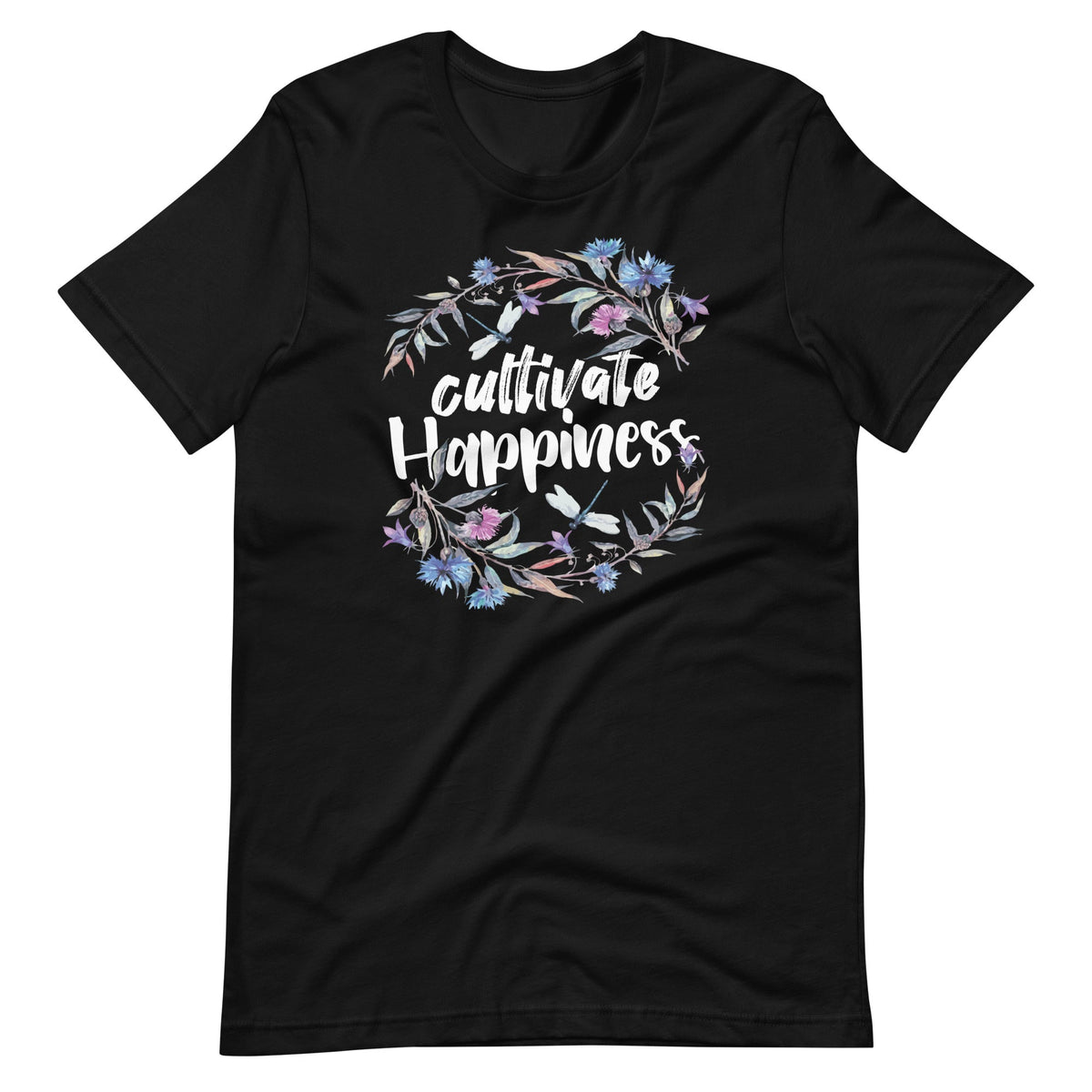 Cultivate Happiness - Watercolor Quote Saying Short-Sleeve product image 2