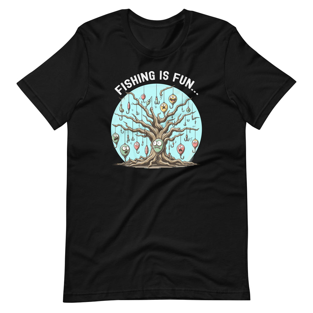 Fishing Is Fun Bobbers Stuck In Tree Unisex T-Shirt product image 2