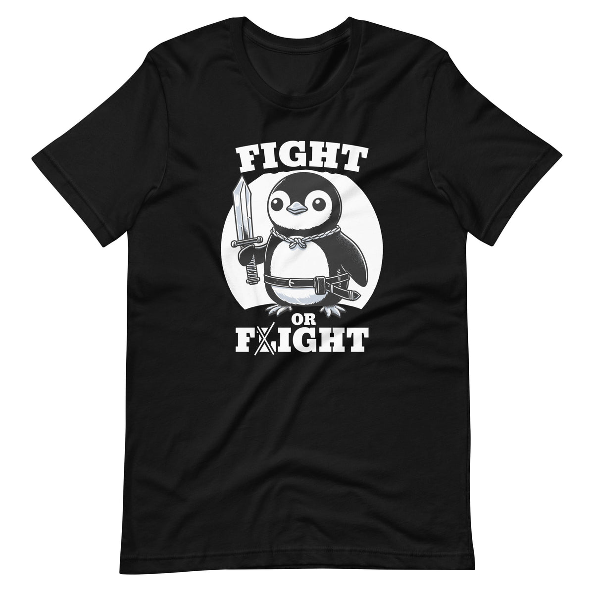 Fight or Flight Funny Penguin Pun Animal Meme Unisex T-Shirt product image 2