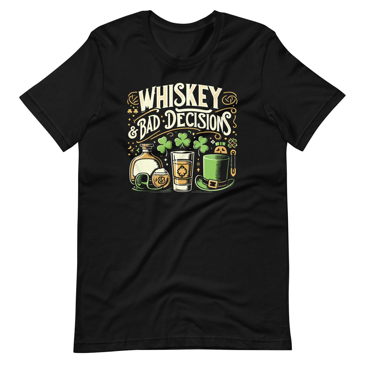 Whiskey and Bad Decisions St Patricks Day Unisex T-Shirt product image 2