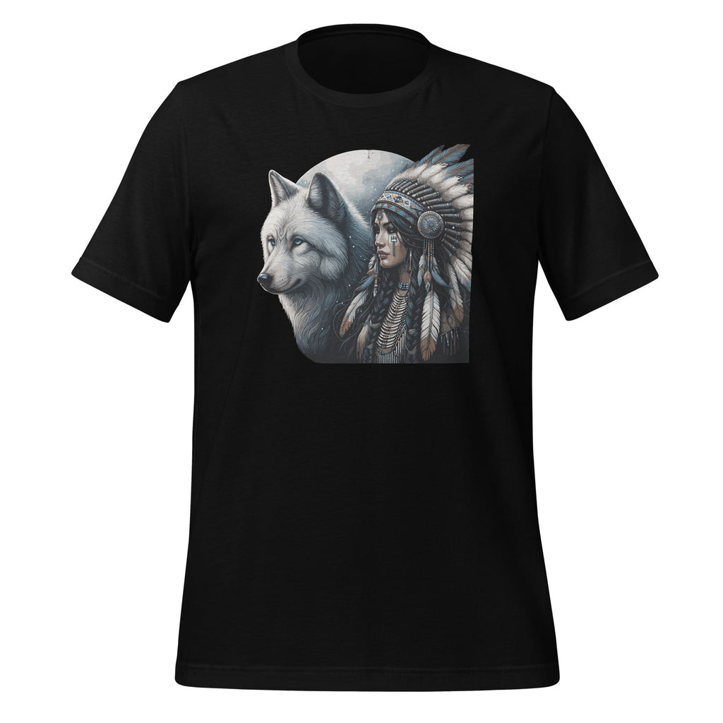 Indian Native American Woman With White Wolf Vintage Unisex product image 1