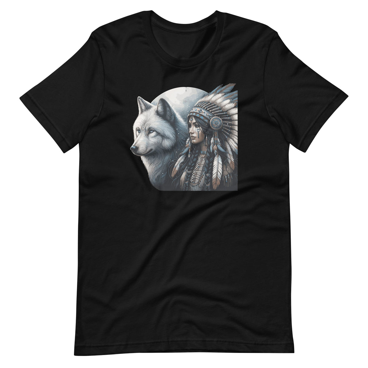 Indian Native American Woman With White Wolf Vintage Unisex product image 2