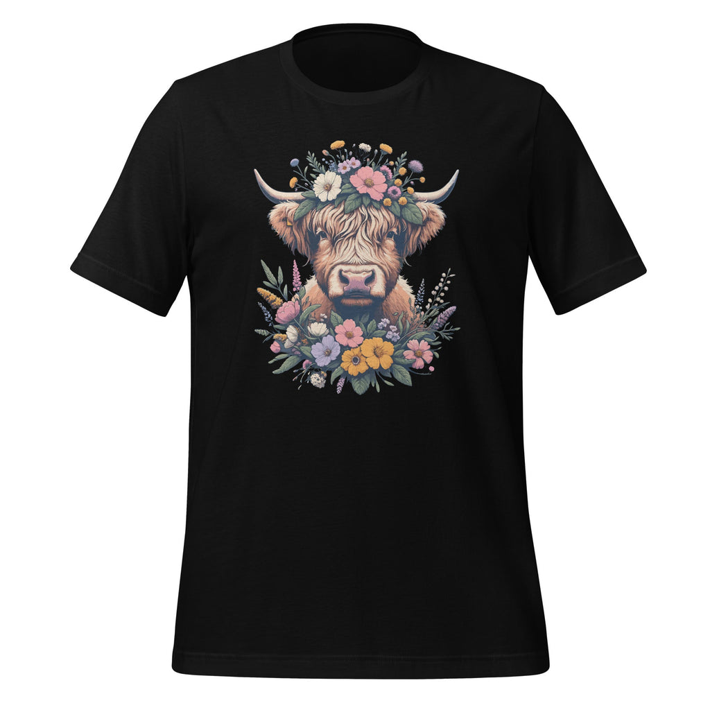 Cute Baby Highland Cow With Flowers Calf Animal Floral product image 1