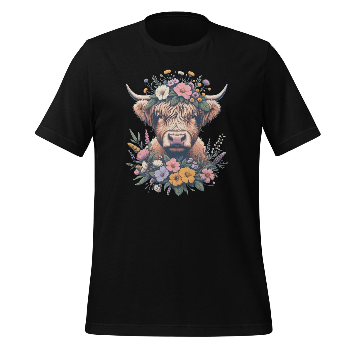 Cute Baby Highland Cow With Flowers Calf Animal Floral product image 1