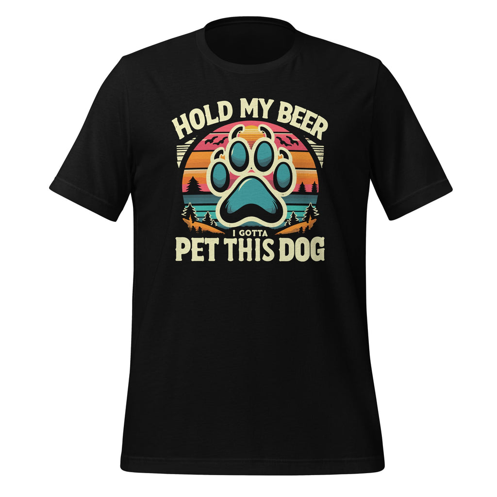 Hold My Beer I Gotta Pet This Dog Funny Drink Retro Vintage product image 1