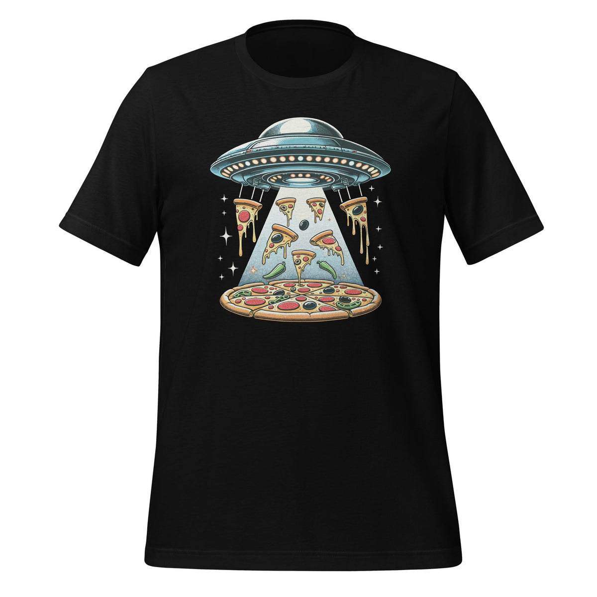 UFO Alien Eating Pizza Abduction Funny Food Lovers Unisex product image 1