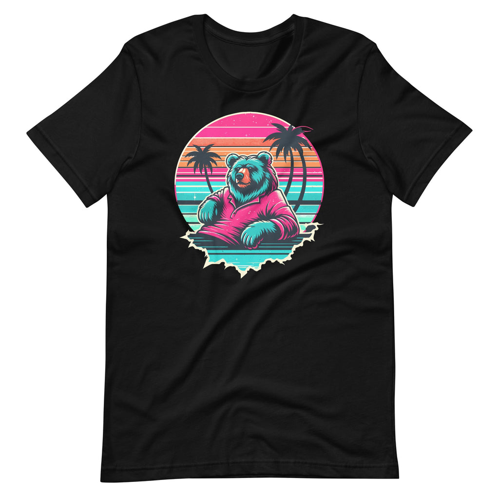 Vaporwave Synthwave Surfer Surfing Bear Beach Grizzly product image 6