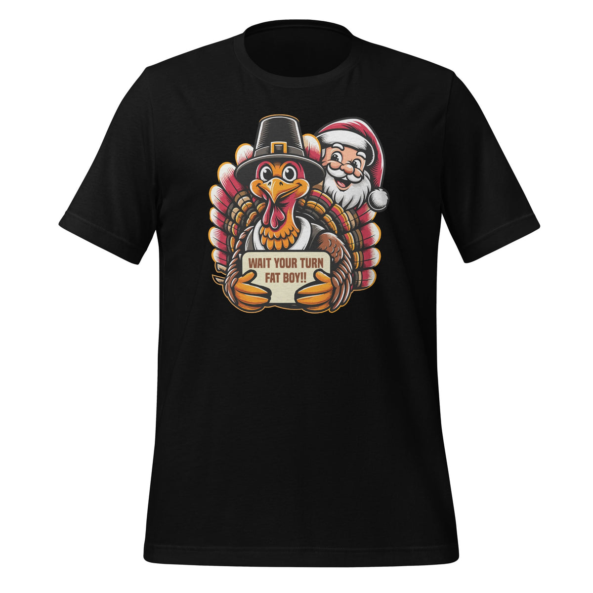 Fun Thanksgiving Wait For Your Turn Fat Santa Christmas Boy product image 1