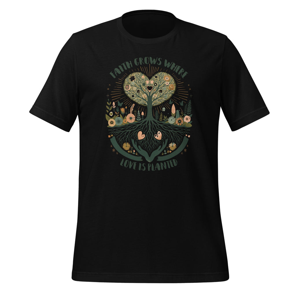 Faith Grows Where Love Is Planted Christian Saying Unisex product image 1