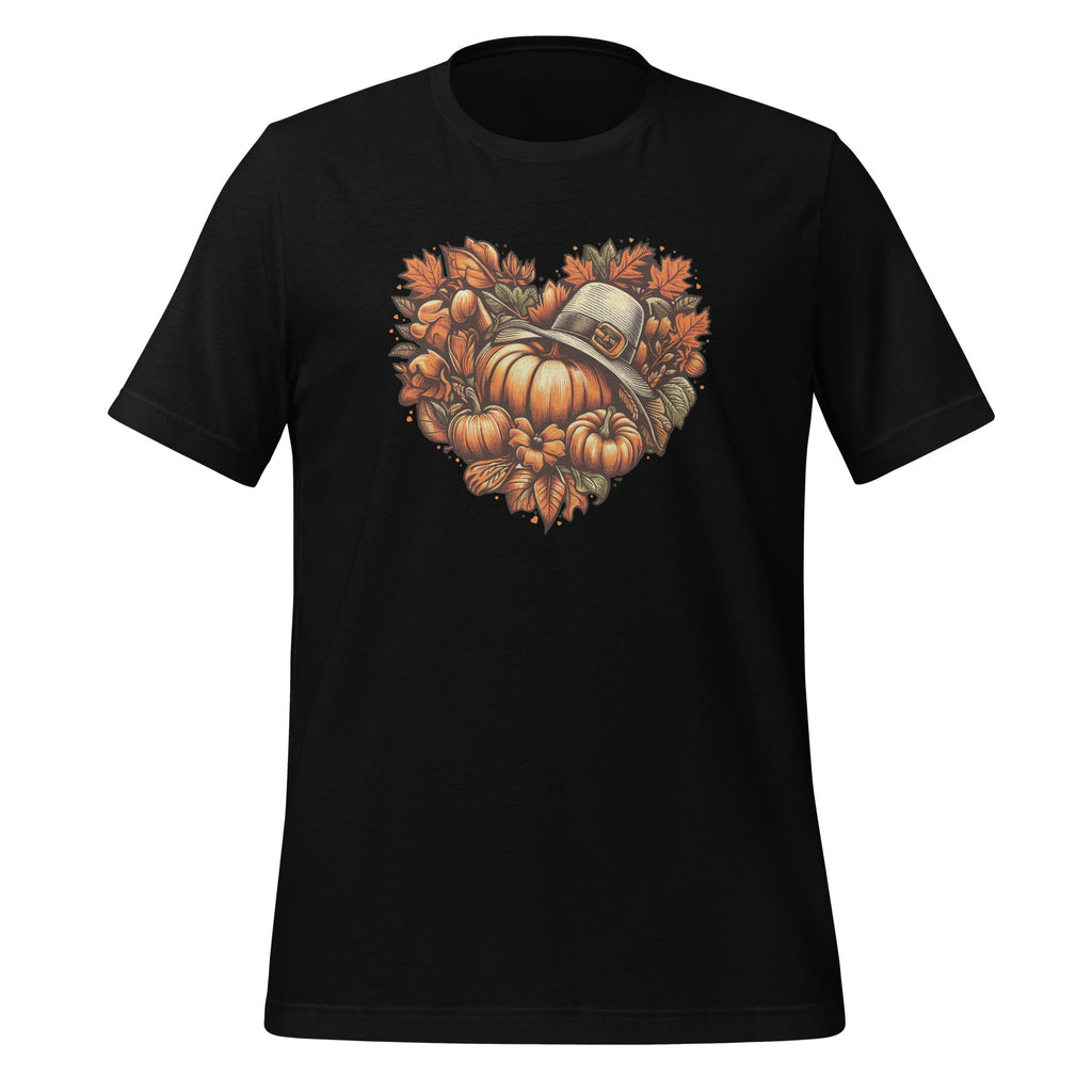 Thanksgiving Food Heart Fall Autumn Pumpkin Pie Pilgrim Hat Unisex T-Shirt