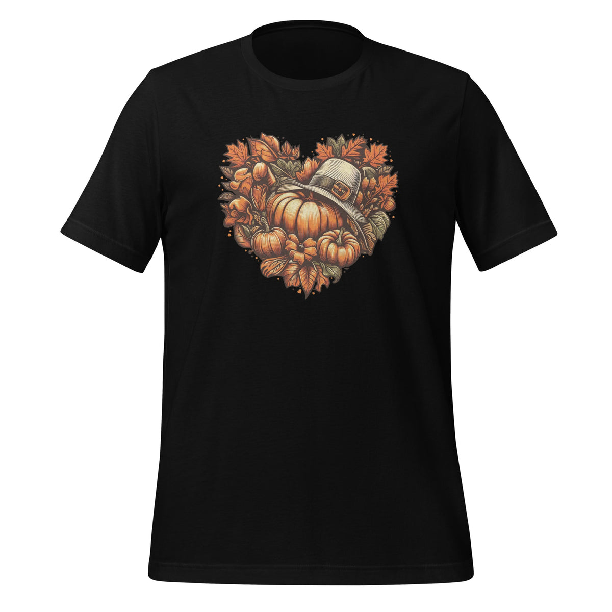 Thanksgiving Food Heart Fall Autumn Pumpkin Pie Pilgrim Hat Unisex T-Shirt