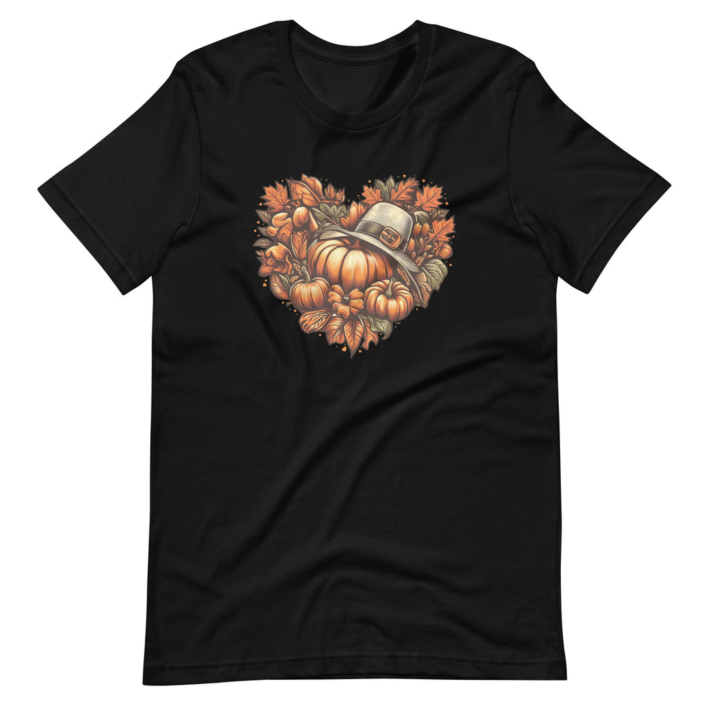 Thanksgiving Food Heart Fall Autumn Pumpkin Pie Pilgrim Hat Unisex T-Shirt