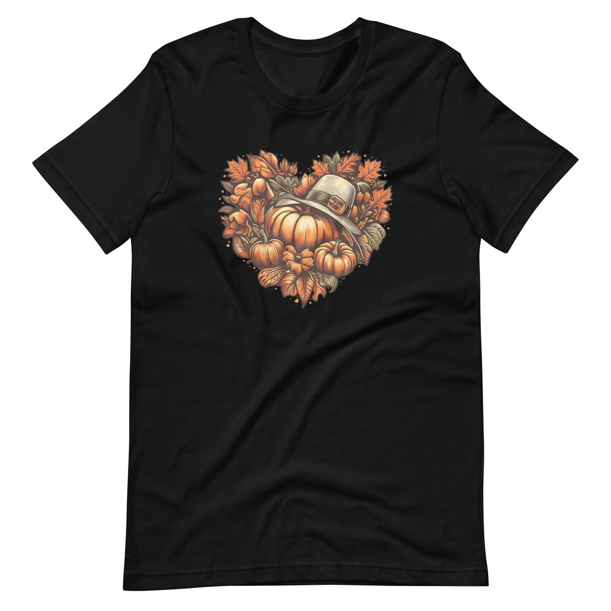 Thanksgiving Food Heart Fall Autumn Pumpkin Pie Pilgrim Hat Unisex T-Shirt