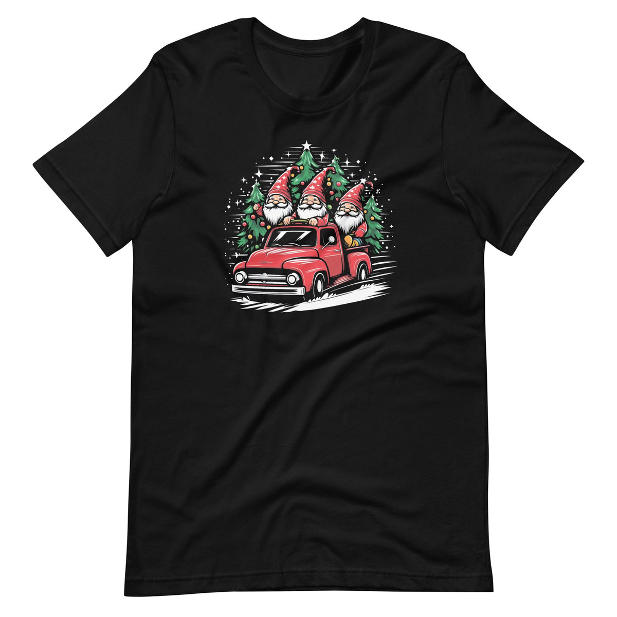 Three Gnomes in Red Truck With Merry Christmas Tree Unisex product image 6