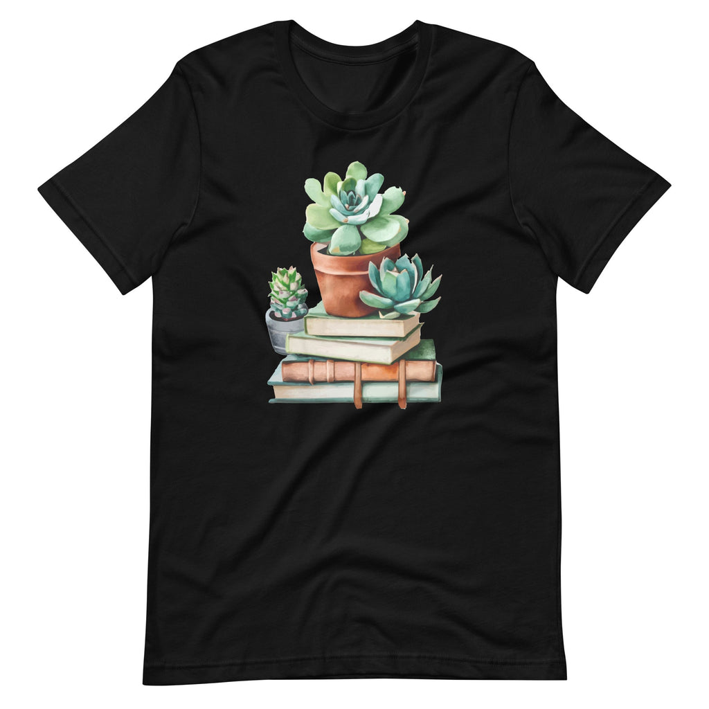 Watercolor Succulents and Books Creative Art Unisex T-Shirt product image 6