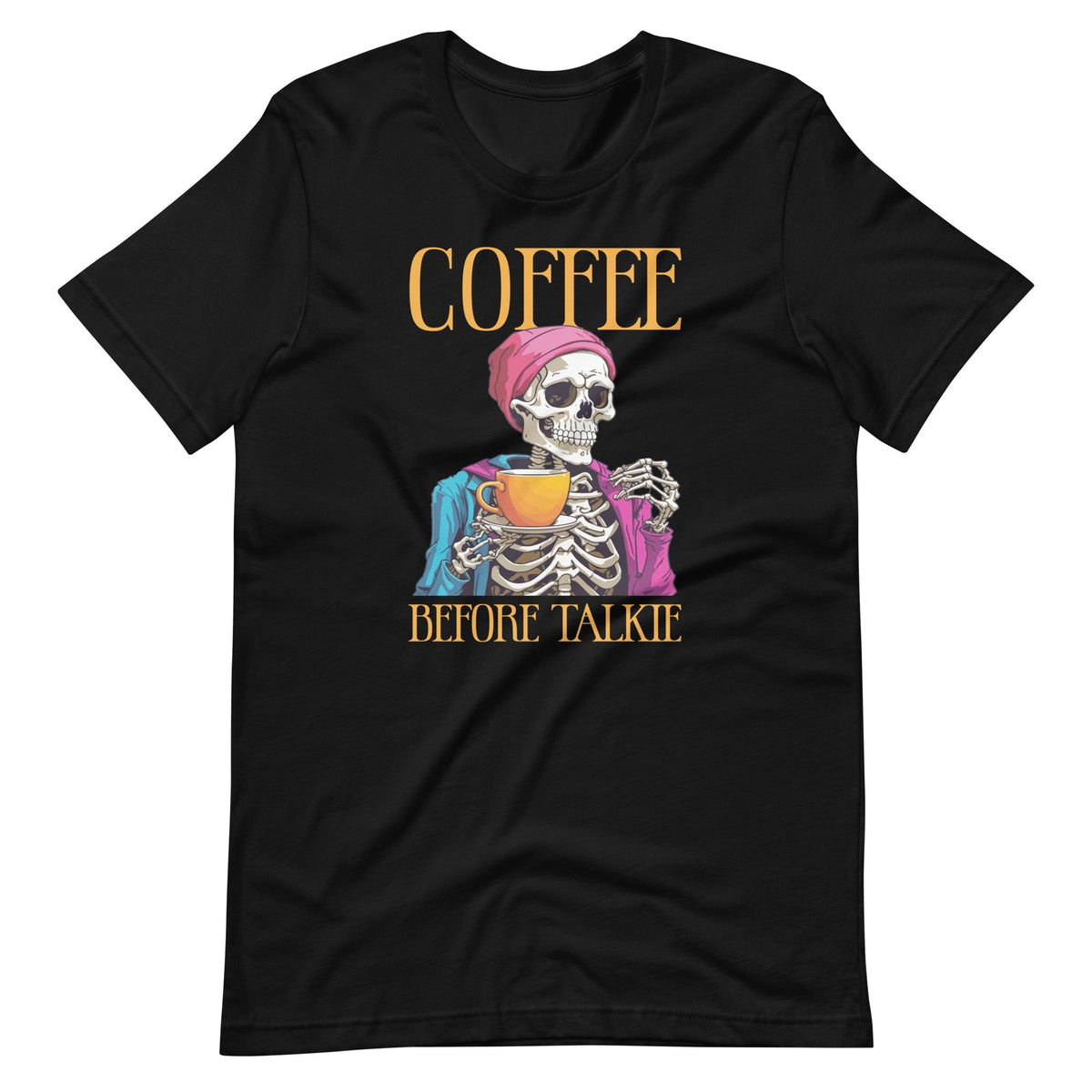 Coffee Before Talkie Drinking Skeleton Funny Halloween product image 6