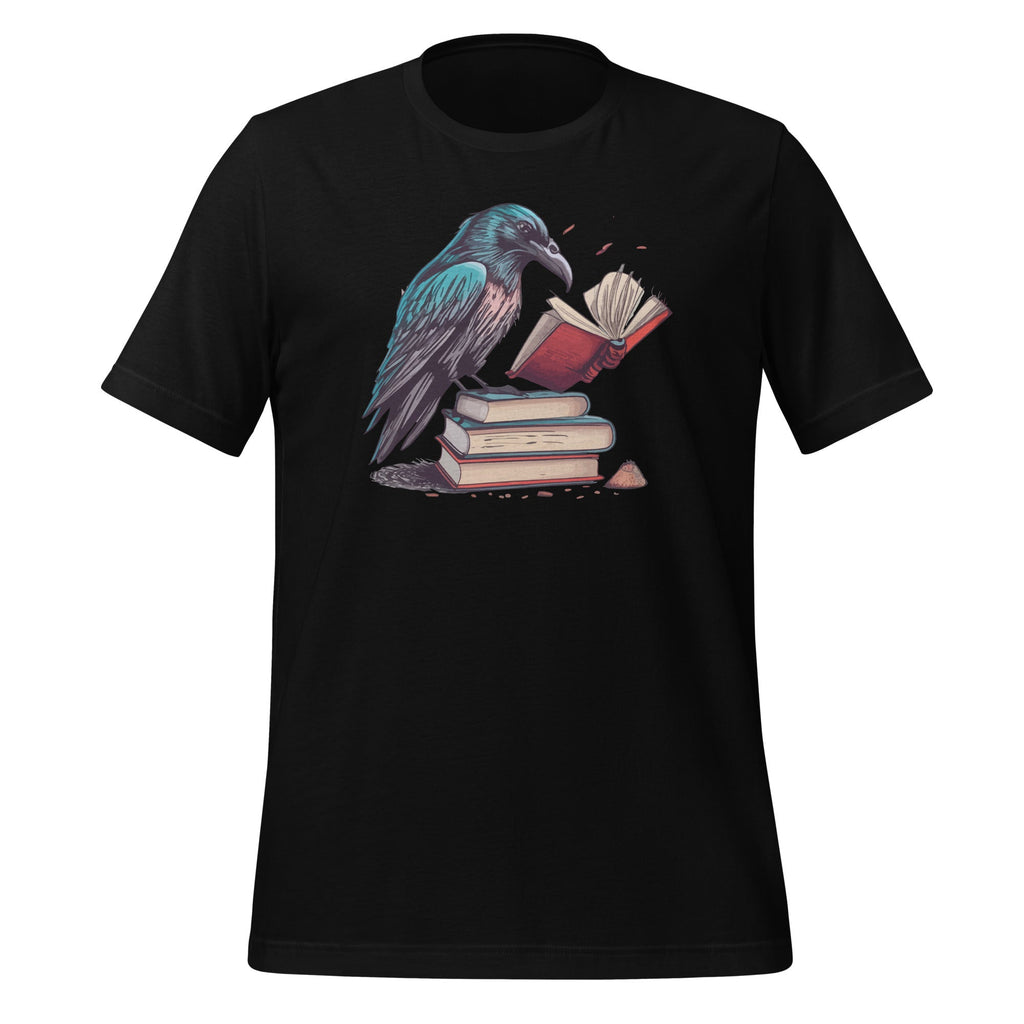 Raven Reading Poetry Book Lover Graphic Art Unisex T-Shirt product image 1