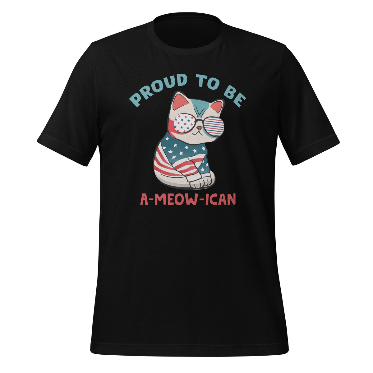 Proud A-Meow-Ican Cute American Flag Cat Kitten Art Unisex product image 1
