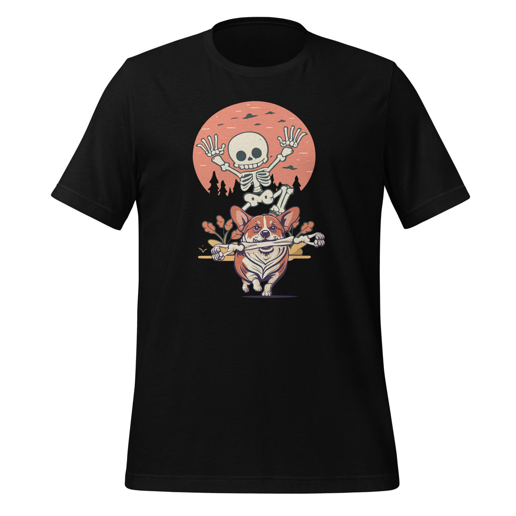 Naughty Corgi Dog Funny Skeleton Halloween Unisex T-Shirt product image 1