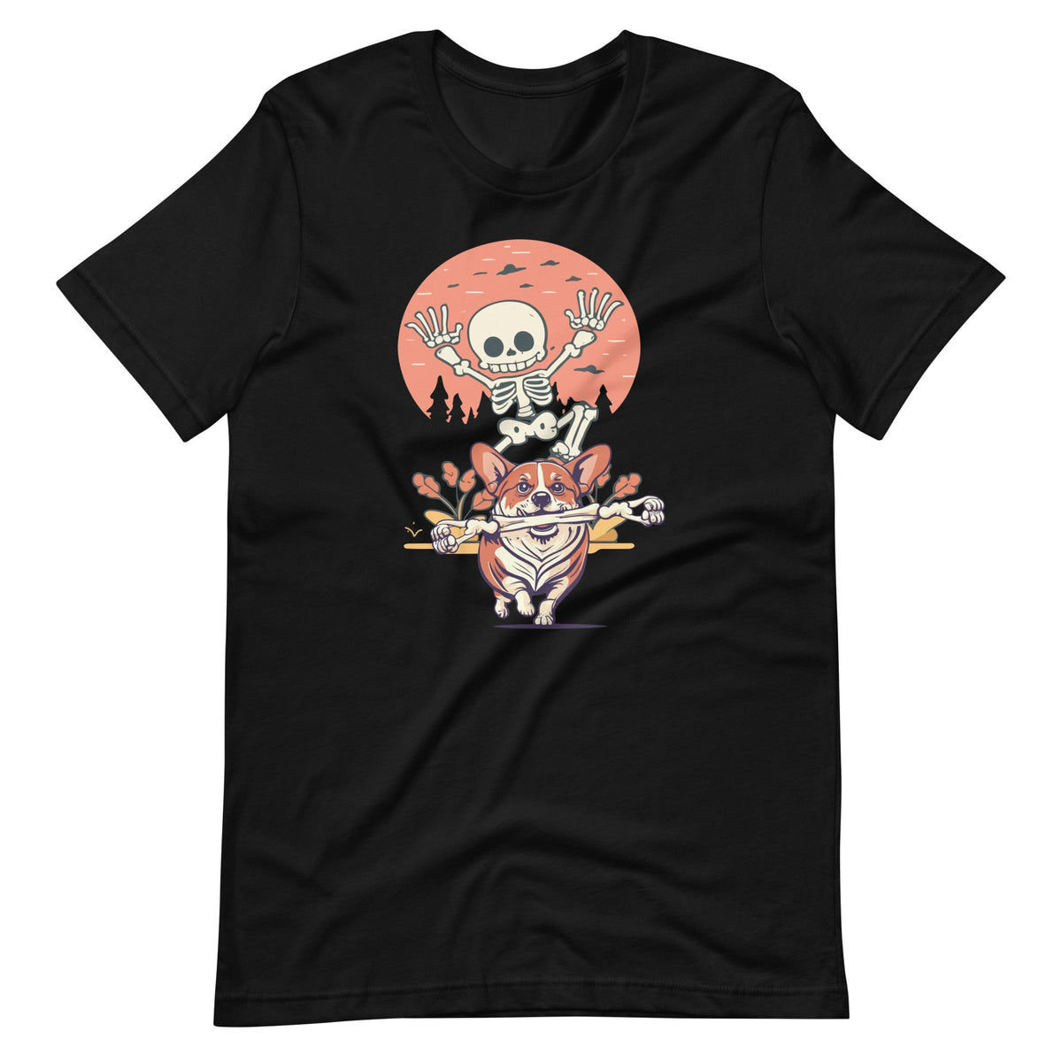 Naughty Corgi Dog Funny Skeleton Halloween Unisex T-Shirt product image 6