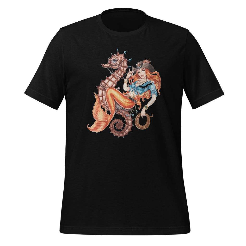 Mermaid Riding Seahorse Vintage Retro Cowgirl Rodeo Unisex product image 1
