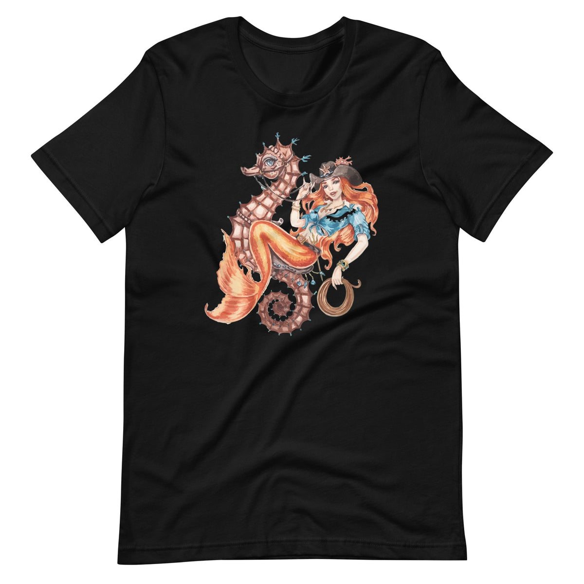 Mermaid Riding Seahorse Vintage Retro Cowgirl Rodeo Unisex product image 2