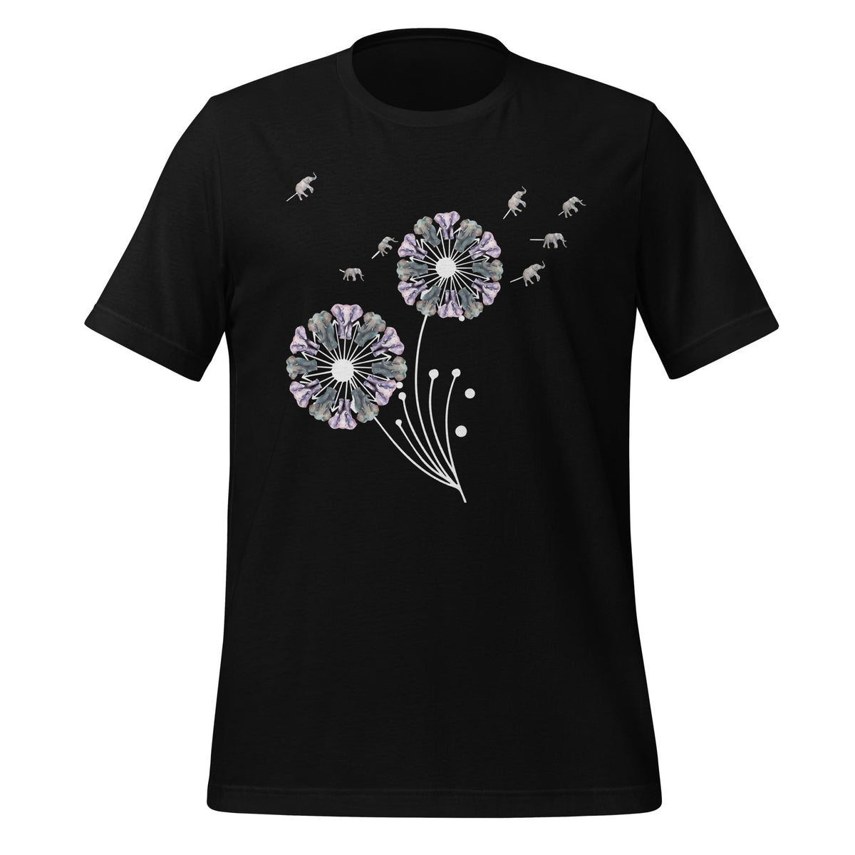 Dandelion Elephants Elephant Lover Flower Art Unisex T-Shirt product image 2