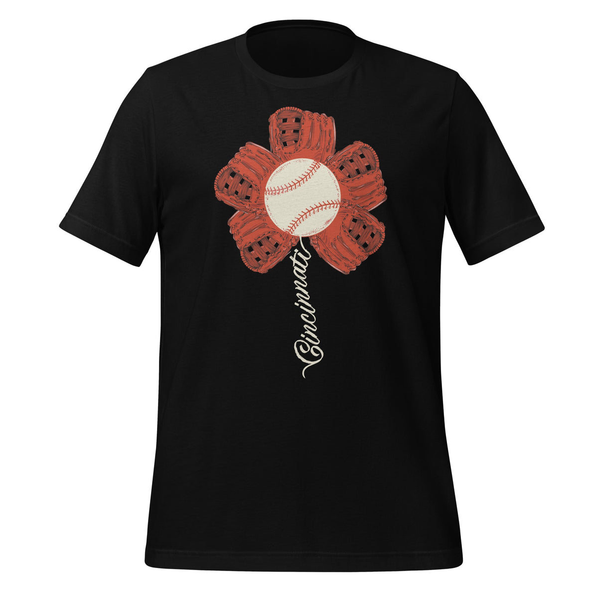 Cincinnati Baseball Flower Vintage Sports Fan Unisex T-Shirt product image 1