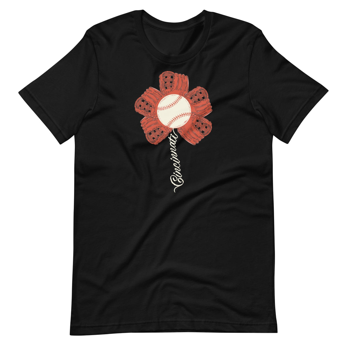 Cincinnati Baseball Flower Vintage Sports Fan Unisex T-Shirt product image 2