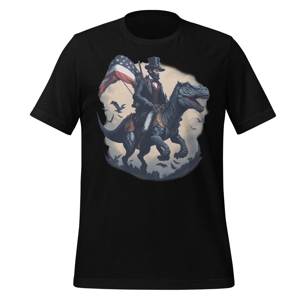 Abe Lincoln Riding Dinosaur American Patriotic Funny Unisex product image 1