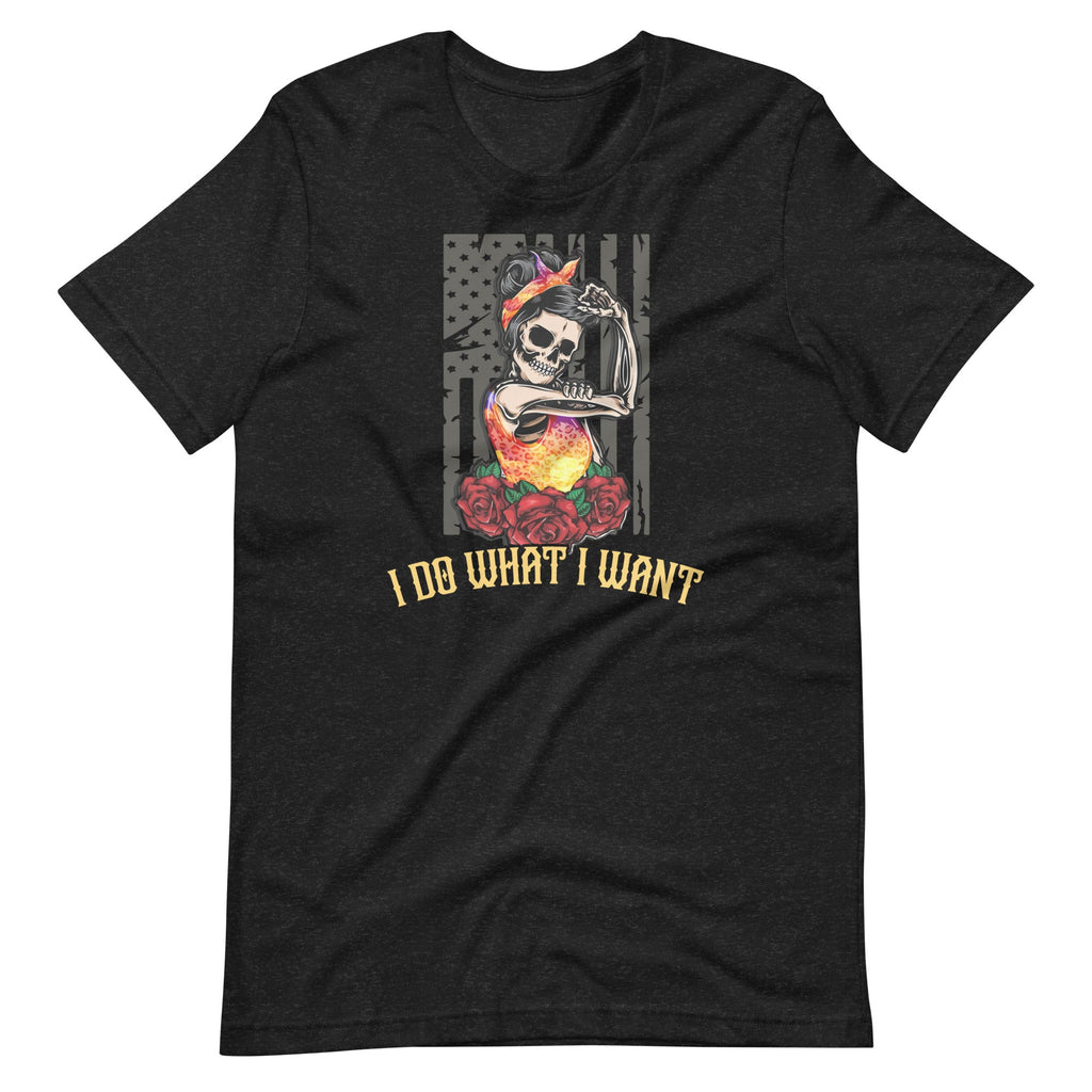 I Do What I Want Skull Lady US Flag Sunset - Cool product image 2