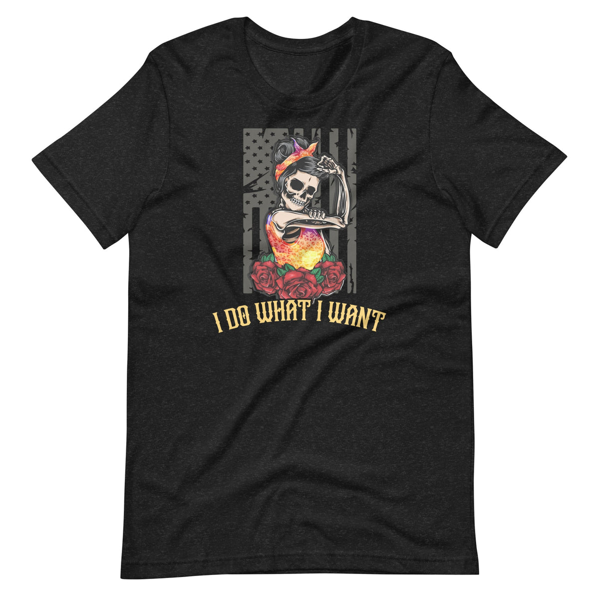 I Do What I Want Skull Lady US Flag Sunset - Cool product image 2