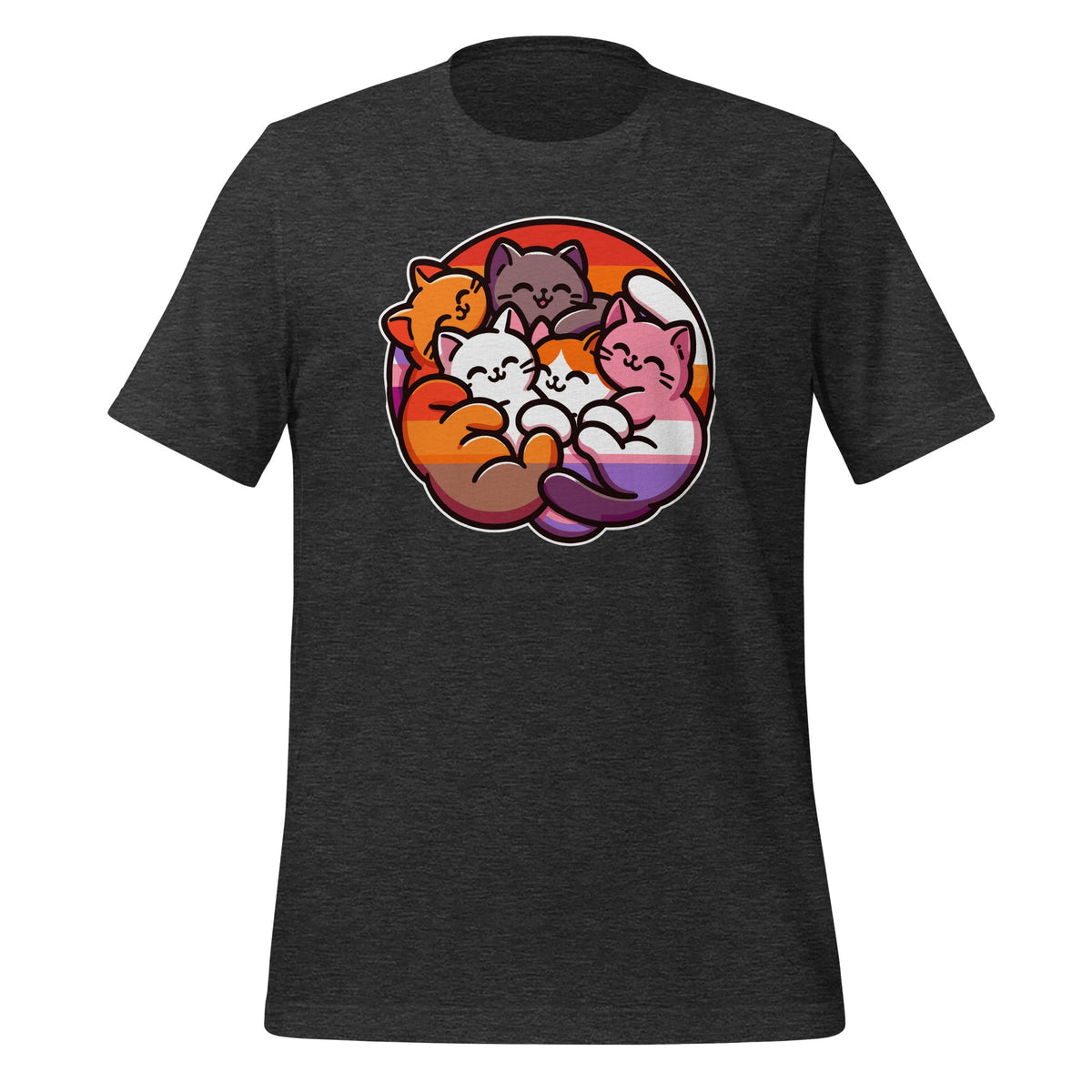 LGBTQ Lesbian Pride Flag Cats Pile Funny Unisex T-Shirt product image 5