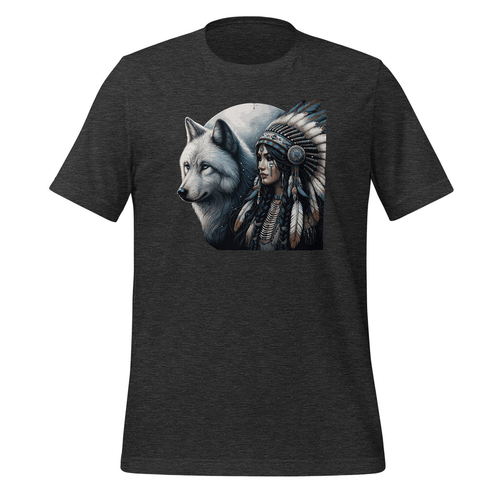 Indian Native American Woman With White Wolf Vintage Unisex product image 5