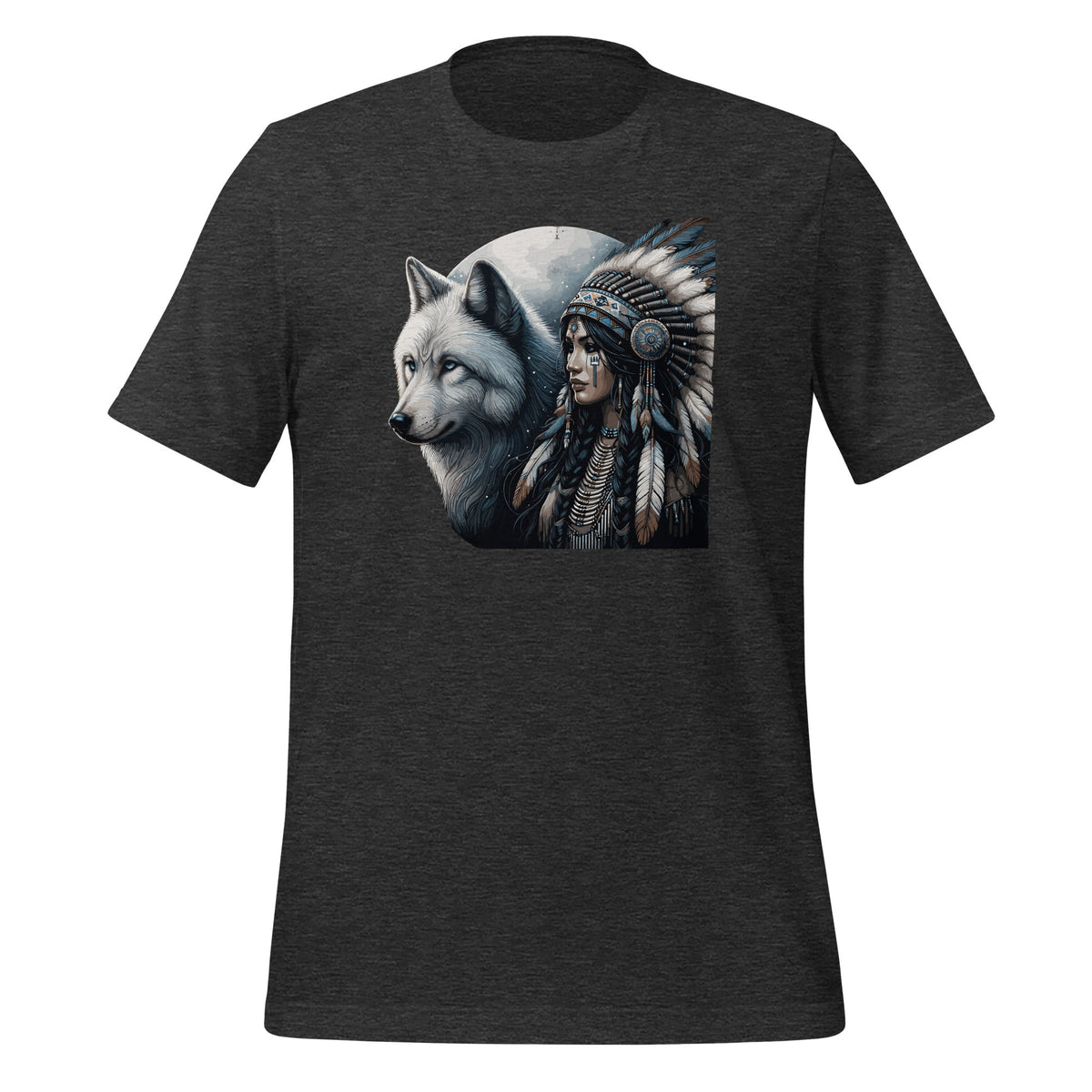 Indian Native American Woman With White Wolf Vintage Unisex product image 5