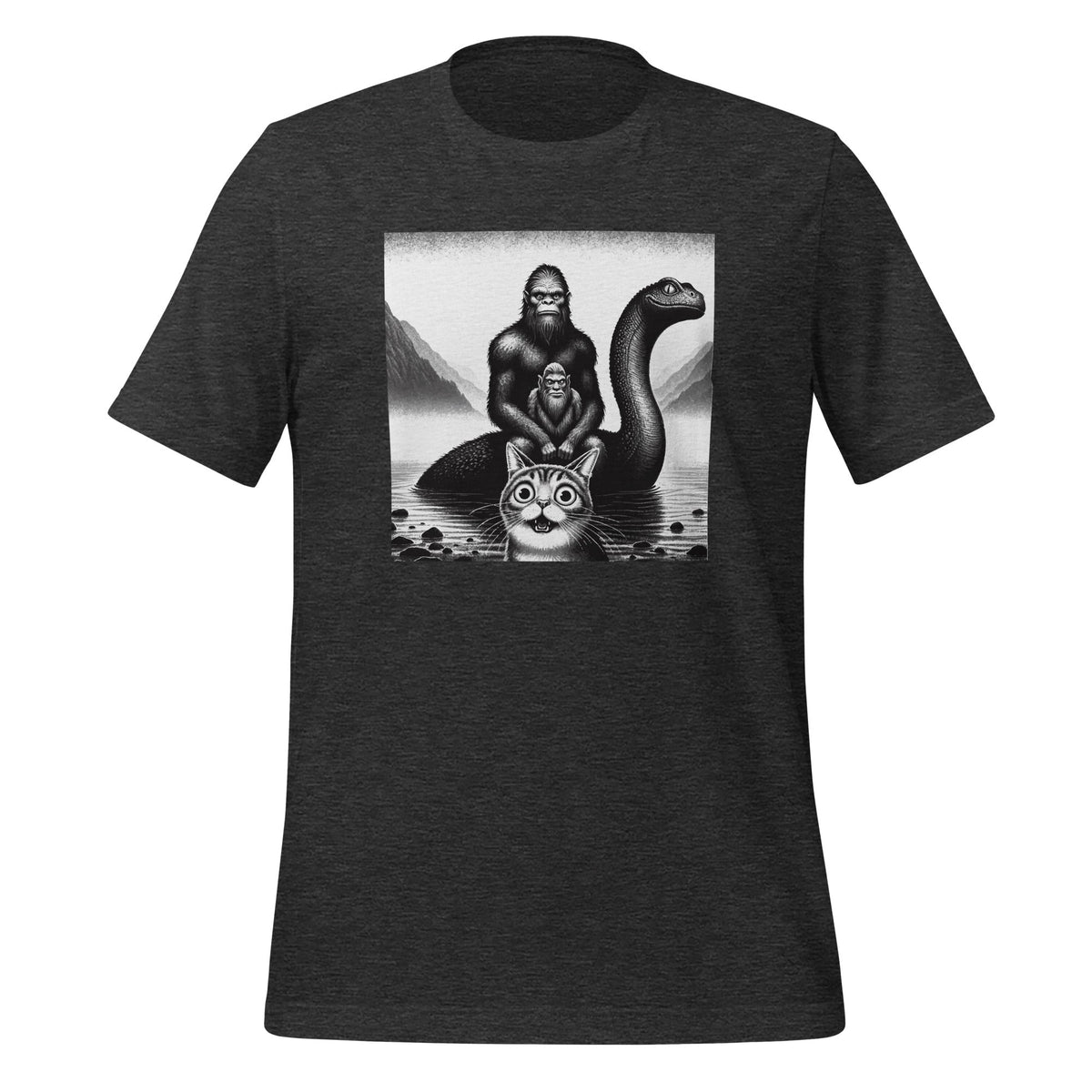 Bigfoot Riding Loch Ness Monster Surprised Scared Cat product image 5