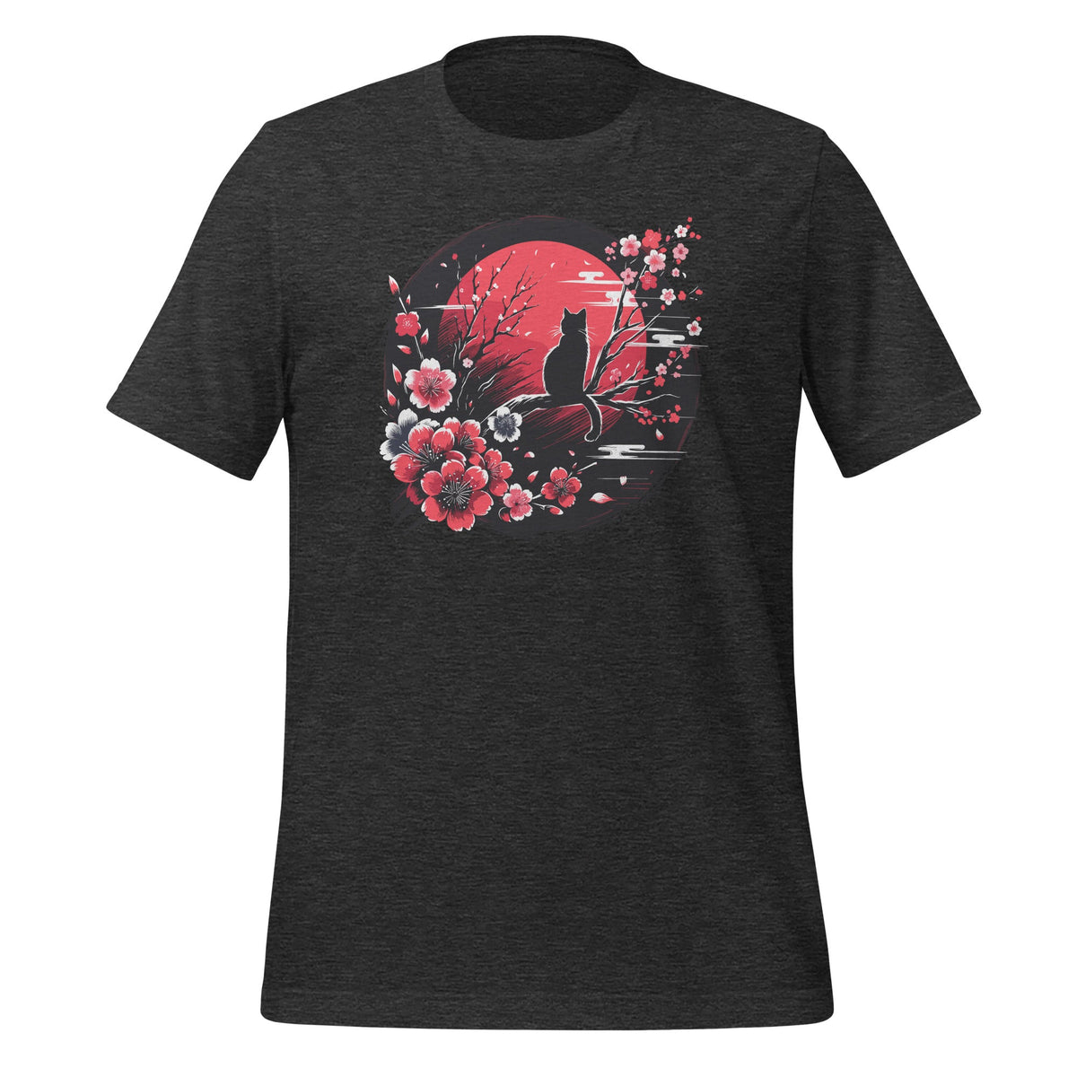 Japanese Ink Painting Cat Cherry Blossom Flower Sun Unisex product image 5