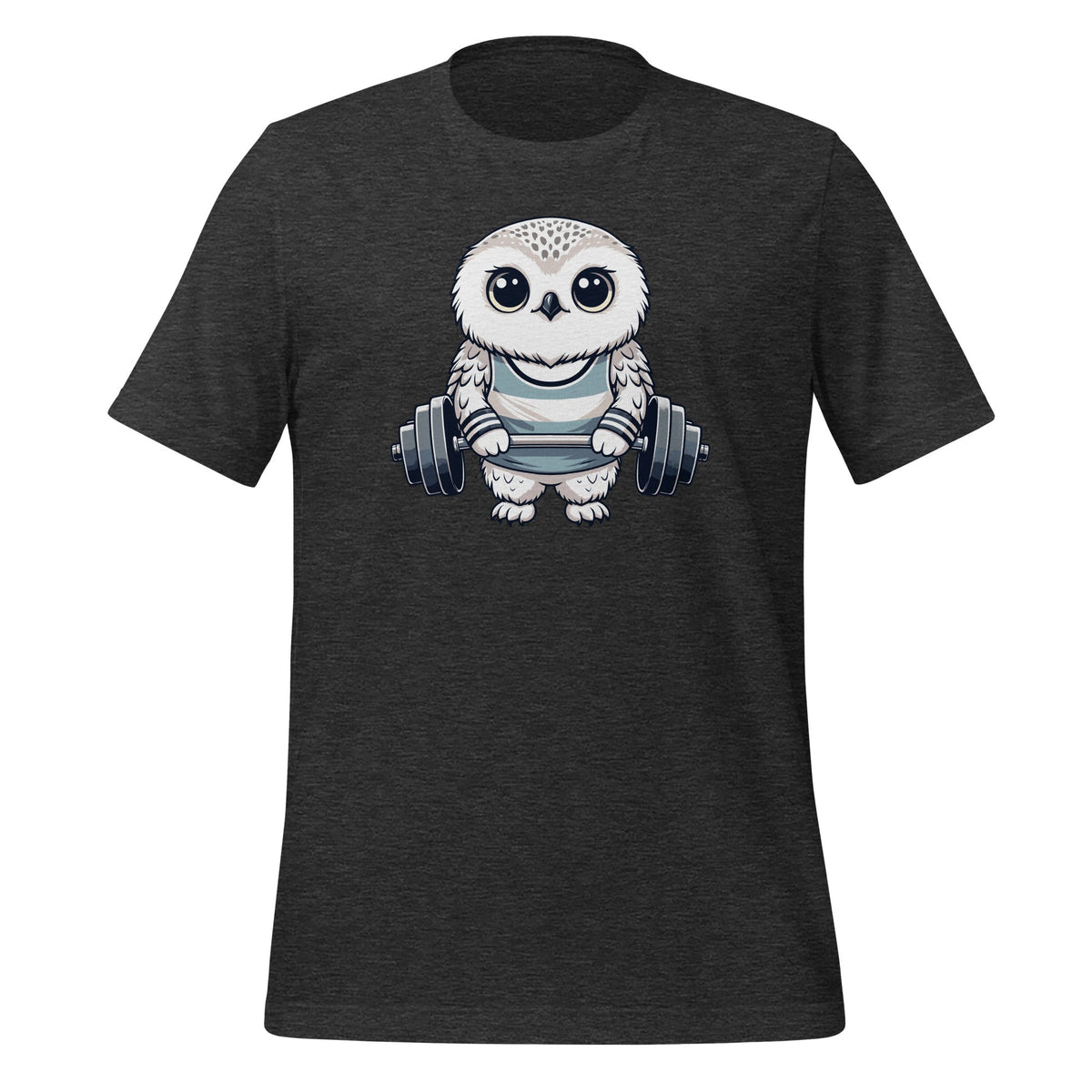 Cute Snowy Owl Workout Barbell Fitness Lover Unisex T-Shirt product image 5