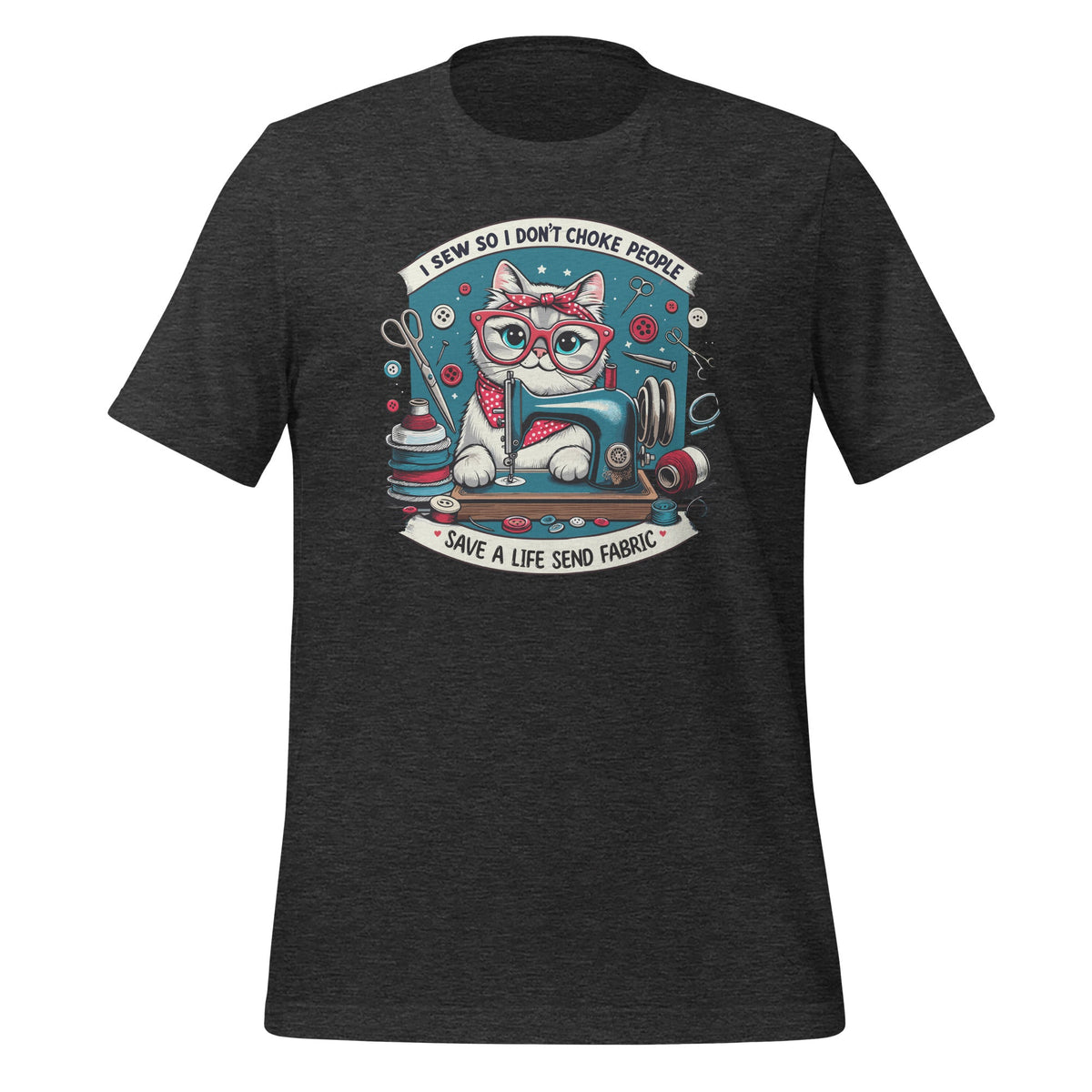 Cat I Sew So I Don’t Choke People Save A Life Send Fabric product image 5