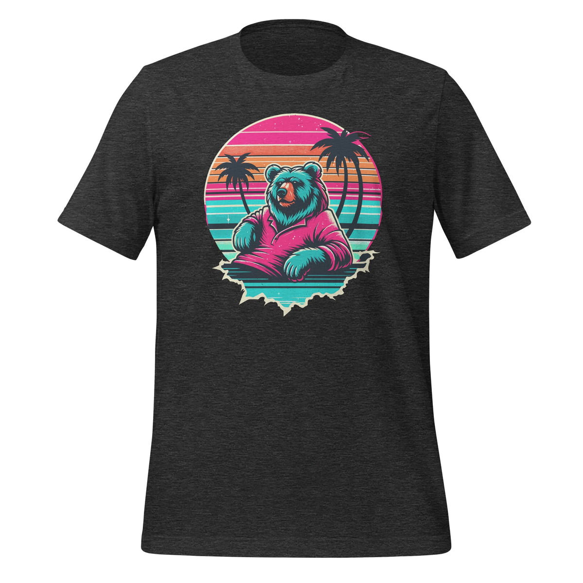 Vaporwave Synthwave Surfer Surfing Bear Beach Grizzly product image 4