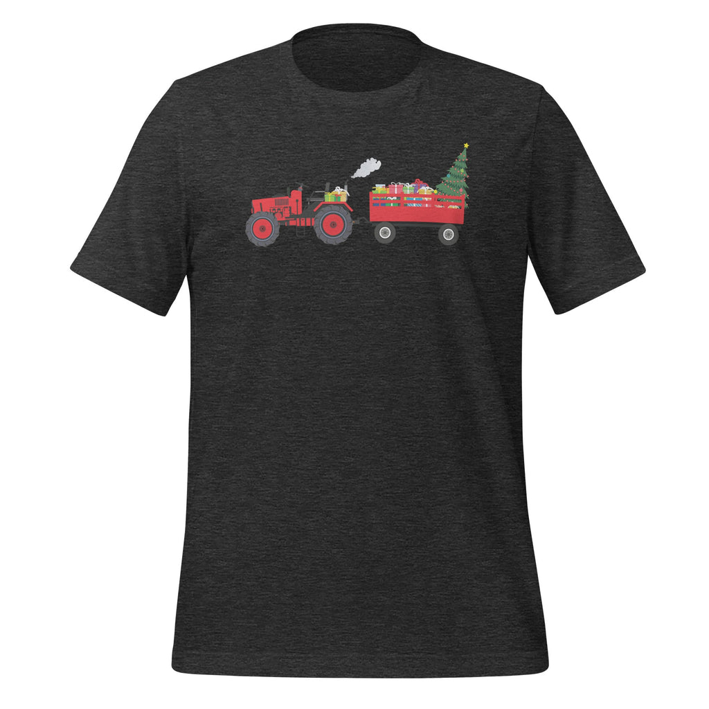 Farm Tractor Xmas Tree Lights Santa Hat Farmer Unisex T-Shirt