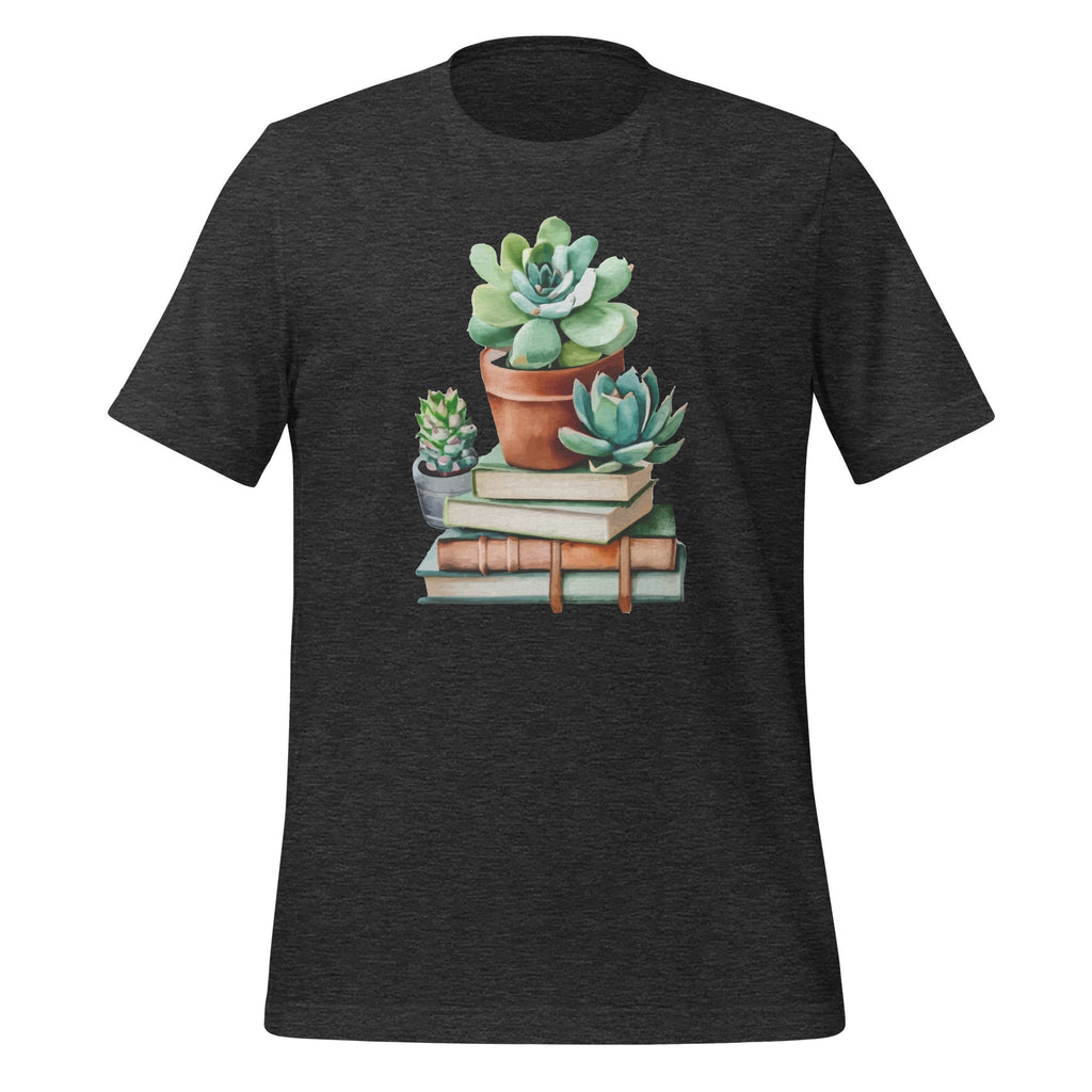 Watercolor Succulents and Books Creative Art Unisex T-Shirt product image 4