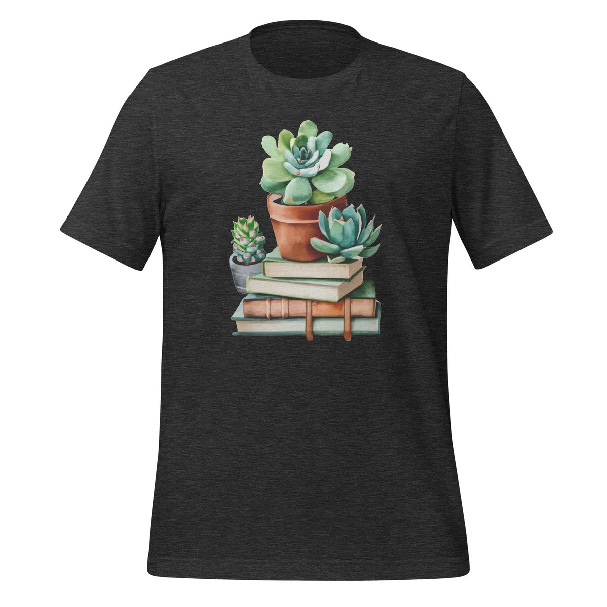 Watercolor Succulents and Books Creative Art Unisex T-Shirt product image 4