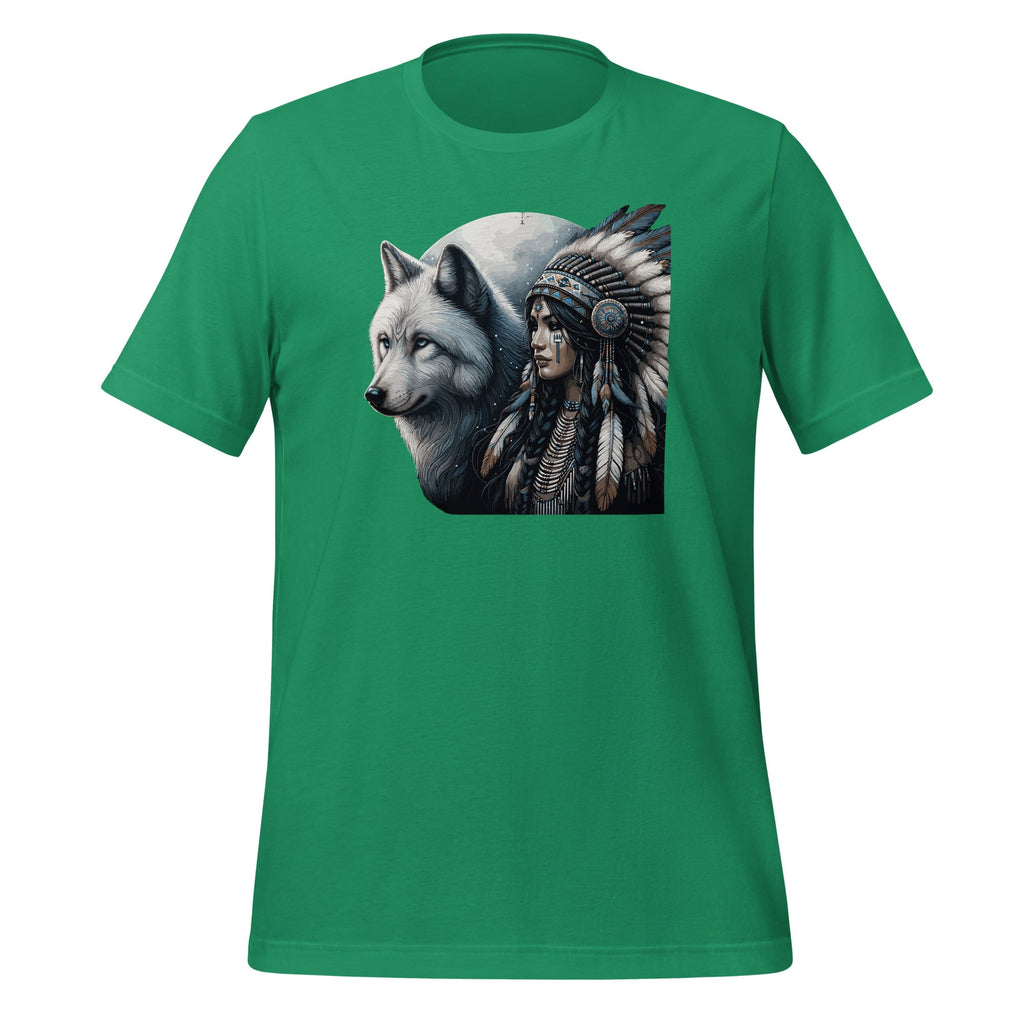 Indian Native American Woman With White Wolf Vintage Unisex product image 6