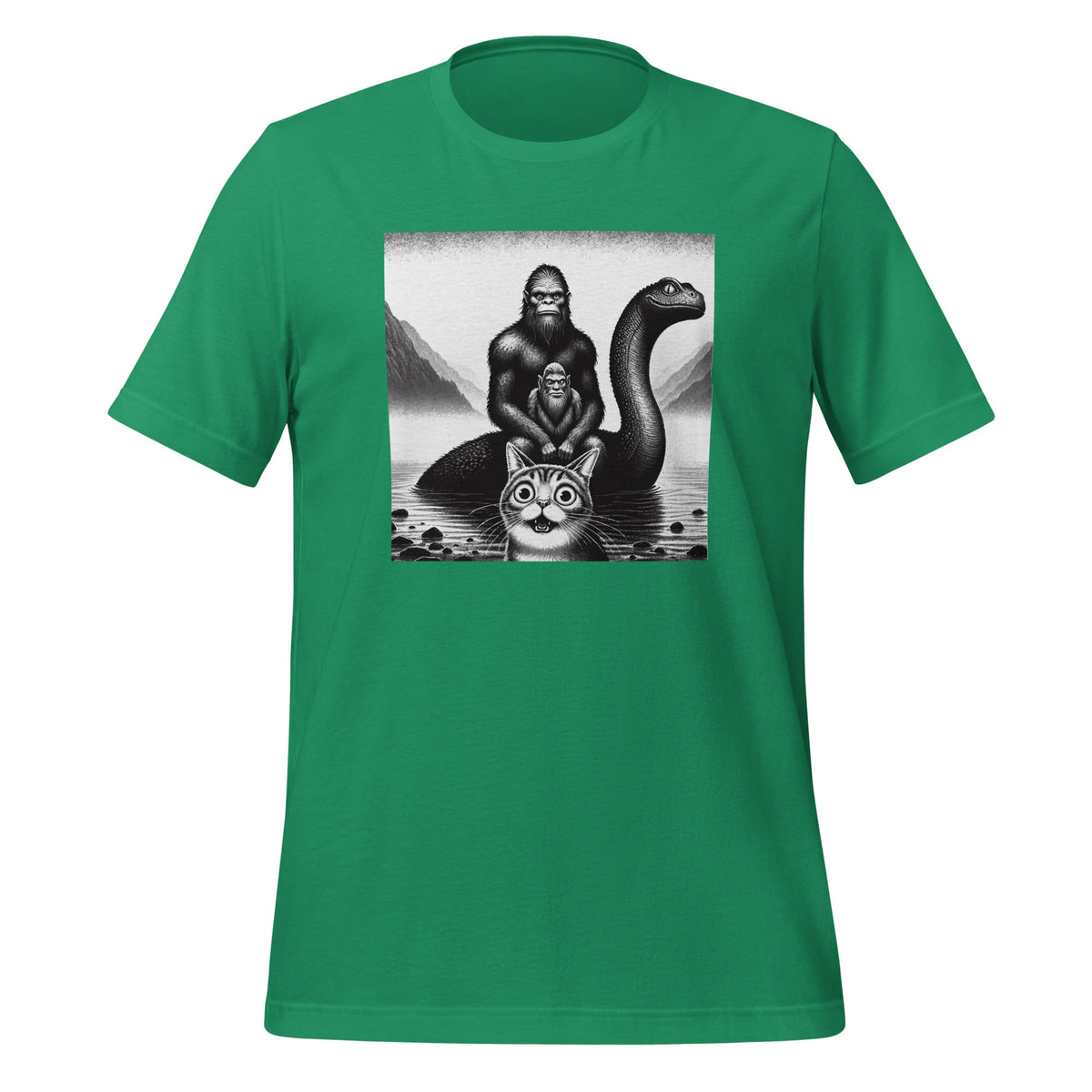 Bigfoot Riding Loch Ness Monster Surprised Scared Cat product image 6