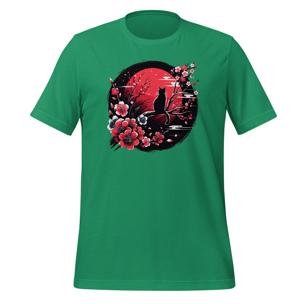 Japanese Ink Painting Cat Cherry Blossom Flower Sun Unisex product image 6