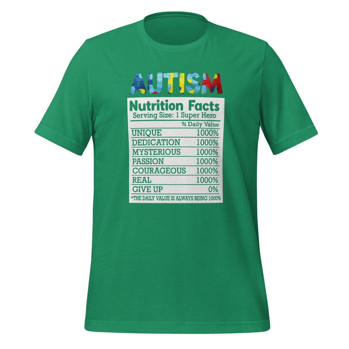 Autism Nutrition Fact Acceptance Awareness Day Funny Unisex product image 6